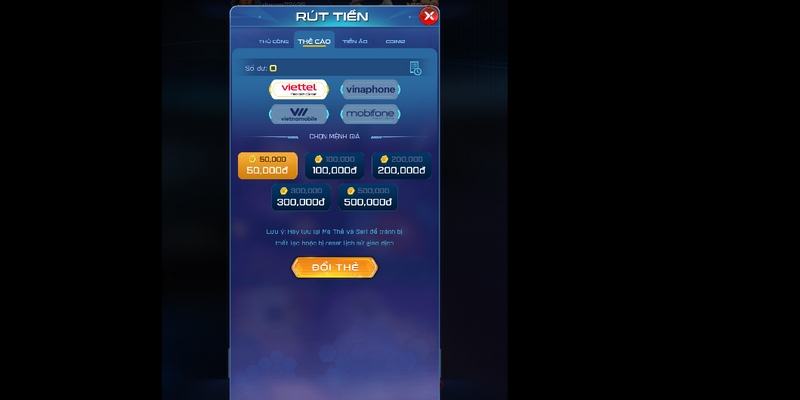 lưu ý khi nạp rút tiền Vip79